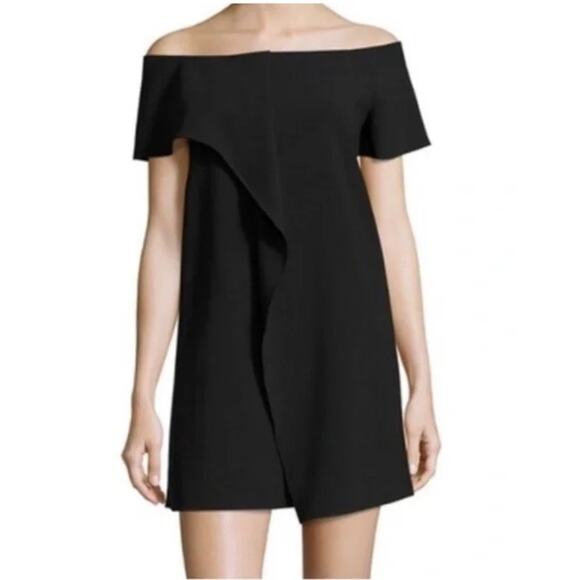 Halston Cold Shoulder Drape Dress Mini Minimalist Old Money Assymetrical Size 10 - Picture 2 of 7